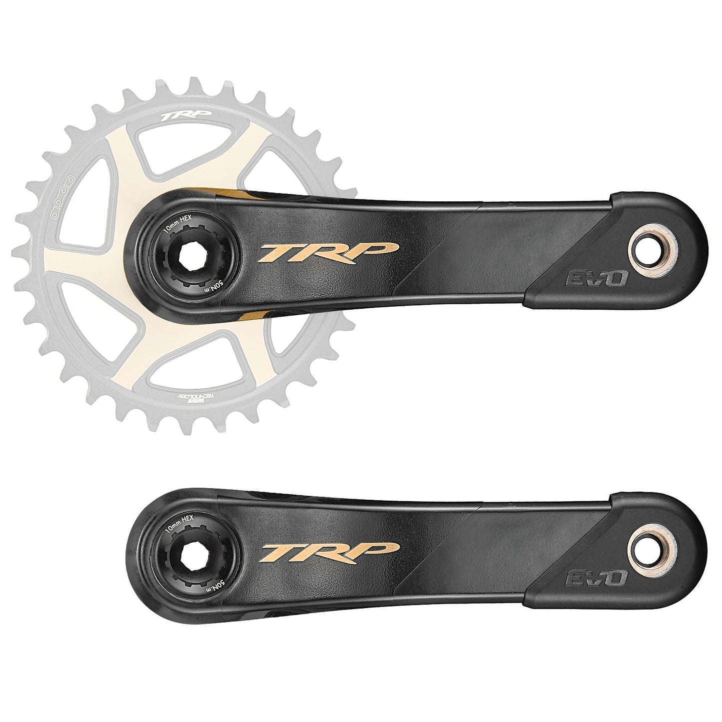 TRP CK-9050 EVO Crankset - 165mm 12-Speed For 68/73mm Frame BB DM CINCH Chainring Interface 30mm Spindle Carbon BLK/Gold