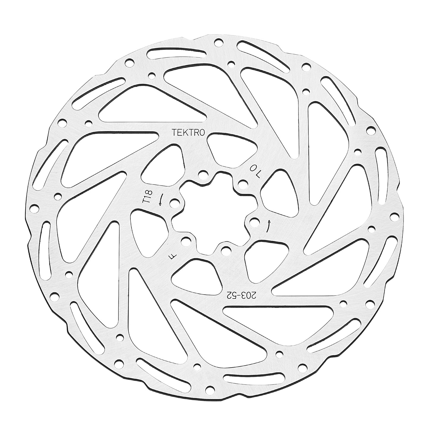 Tektro TR160-52 Disc Rotor - 160mm 6-Bolt 1.8mm Thickness For 2-Piston Calipers