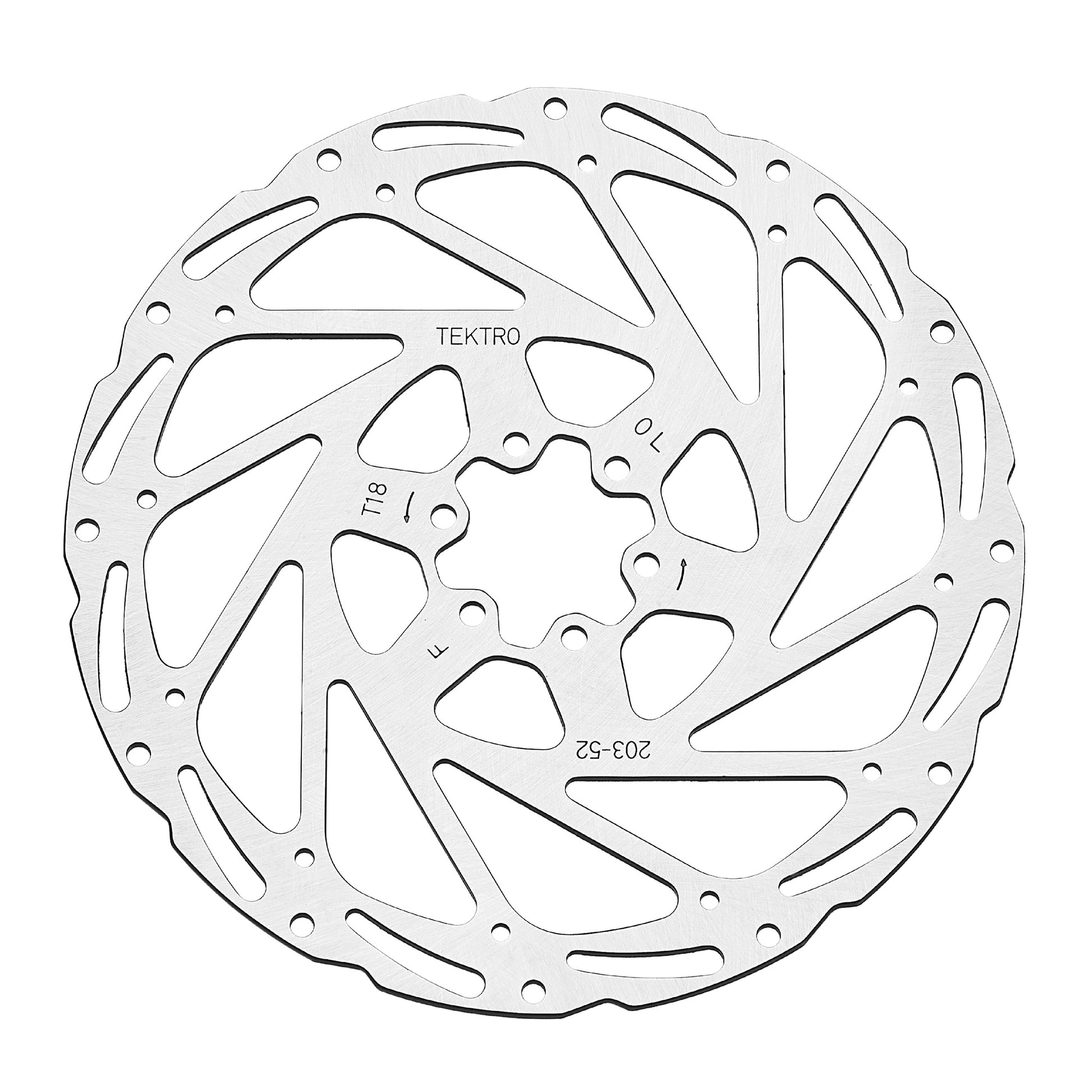 Tektro TR160-52 Disc Rotor - 160mm 6-Bolt 1.8mm Thickness For 2-Piston Calipers