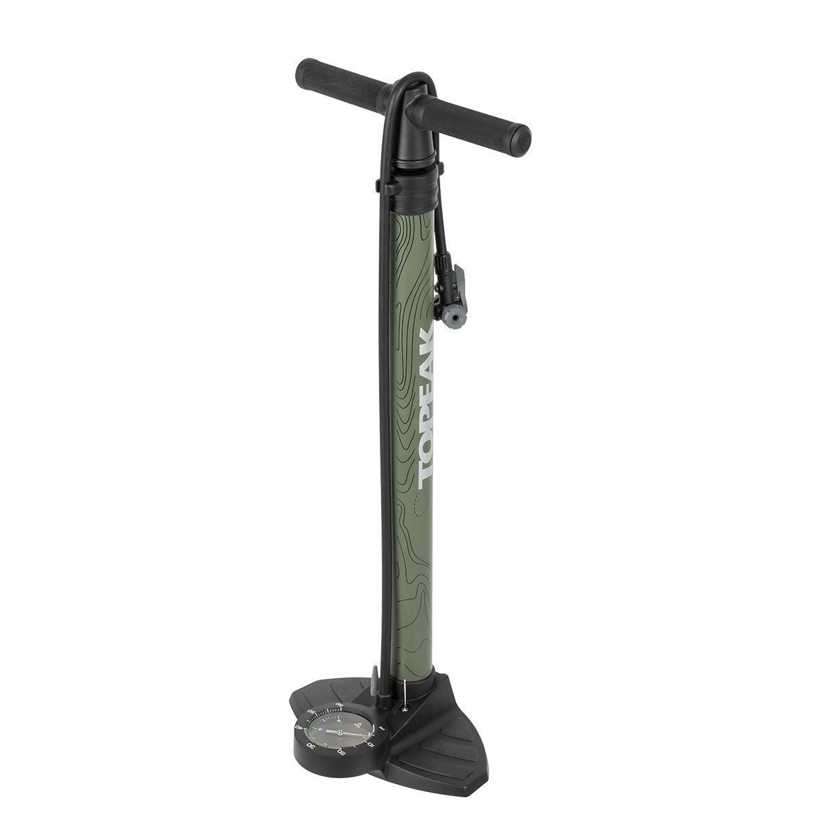 Topeak Joeblow Mountain II Floor Pump - Steel Barrel / Plastic Base 3.5" Gauge 60 Psi /4 Bar Twinhead