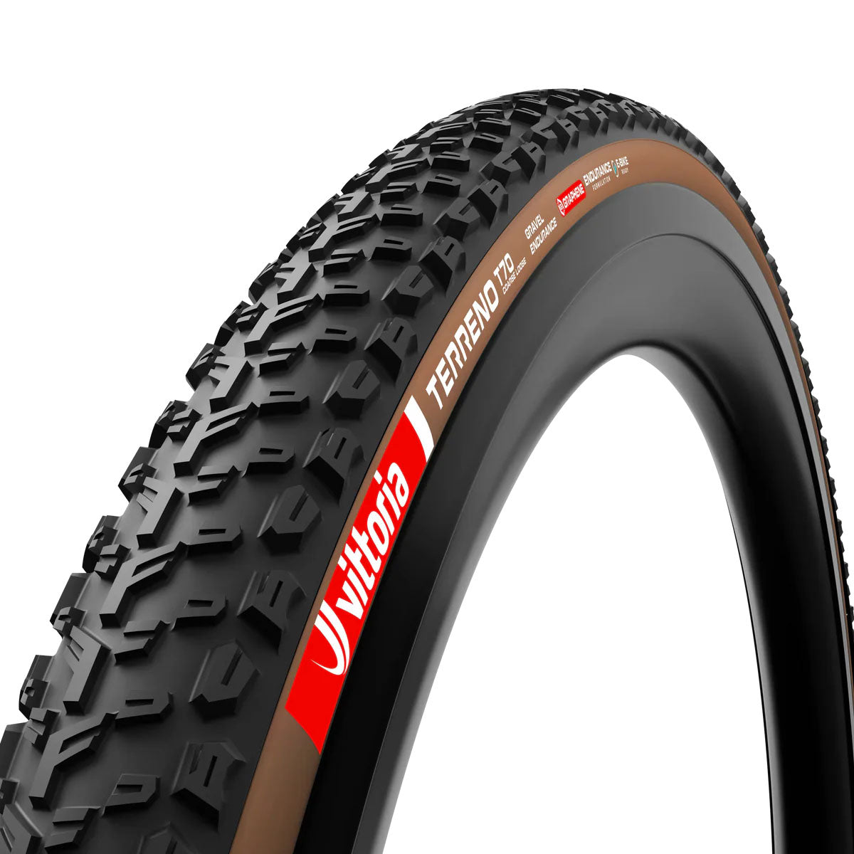 Vittoria Terreno T70 Coarse Loose Tire - 700 x 45 Tubeless Folding BLK/Brown Gravel Endurance Graphene G2.0