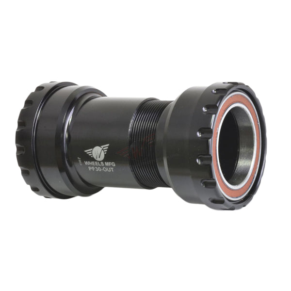 Wheels Manufacturing PF30 Outboard Bottom Bracket - For 30mm Spindle ABEC-3 Bearings PressFit Thread Together BLK