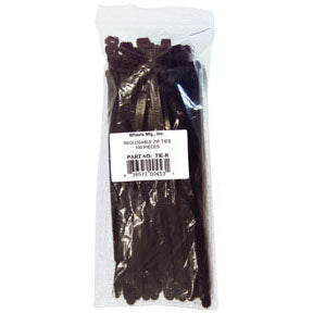 Wheels Manufacturing Re-Usable Zip Ties - Black 200 x 7.4mm 100ct